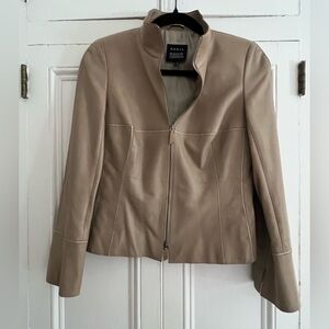 Akris Bergdorf Goodman tan leather jacket